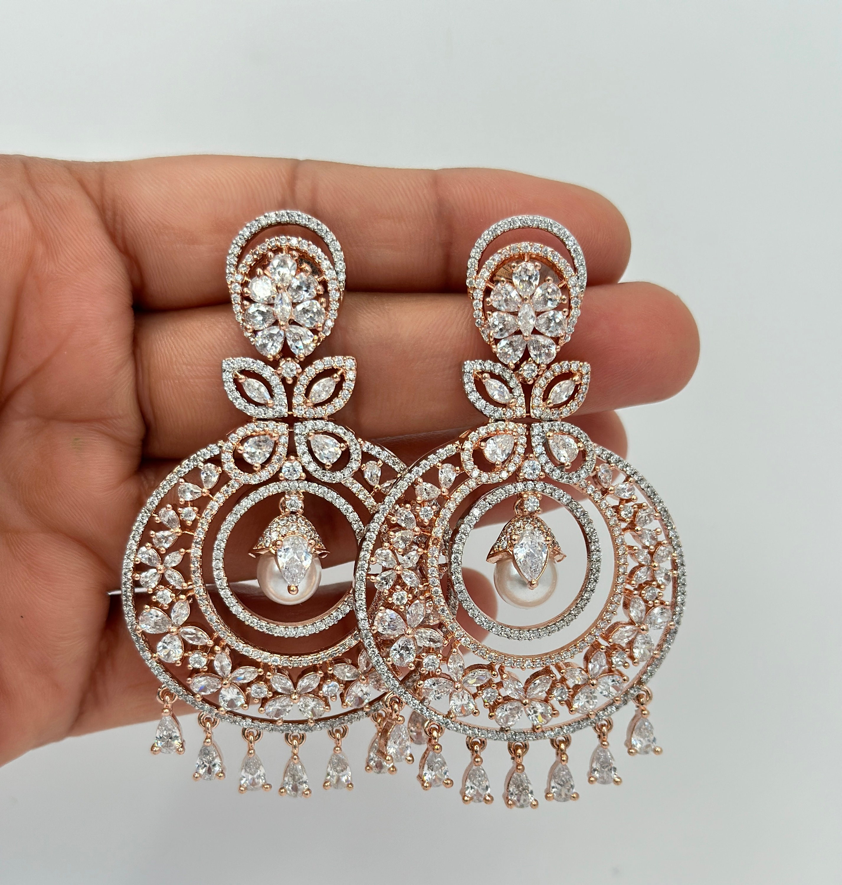 American Diamond Earrings indian Jewelry pakistani Jewelry