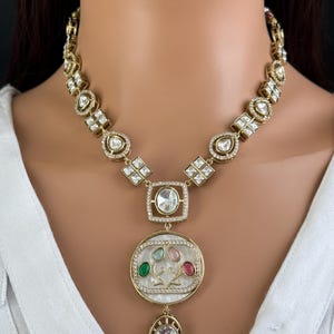 Multi Kundan Antique Gold plated Victorian necklace, Indian Pakistani wedding jewelry, bridal jewelry, Kundan necklace, Designer necklace