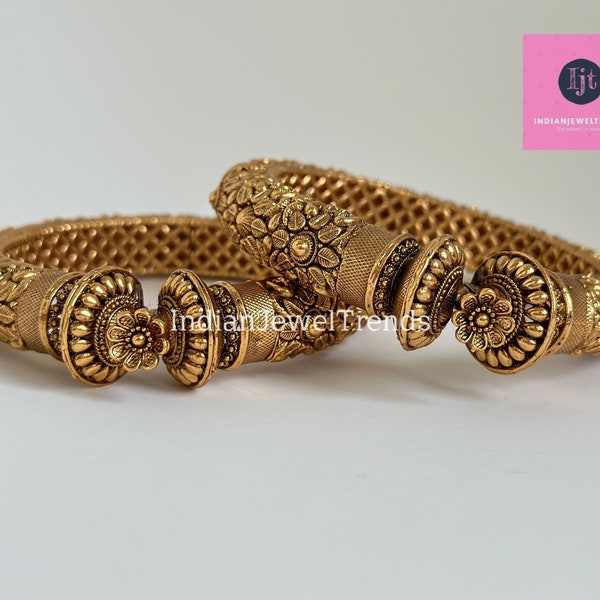 Gold Kada bangle 1pc, Single Kada/Indian bangles/Rajwadi bangles/Gold Kangan/Kada Bangles/Indian/Pakistani Jewelry/South indian jewelry