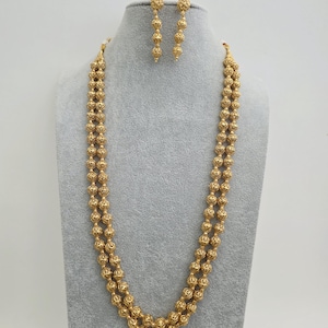 Antique Matar Mala Necklace With Gold Plating\ Antique Gold Long Necklace/Indian Necklace/South Indian Necklace/Long Necklace/Indian Jewelry