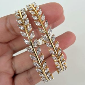 Set of 2 Delicate Gold plated CZ Diamond Bangles /CZ Bangles/Bracelet/Indian Party Bangles/CZ stone bangle/Indian wedding/bridal jewelry