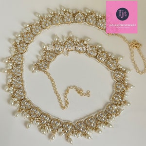 Pearl Kundan Belly Chain/Kundan Belly chain/Polki Belt/Indian waist belt/Kamarpatta/waist chain/jewelry belt/Kamarbandh/Kundan Belt