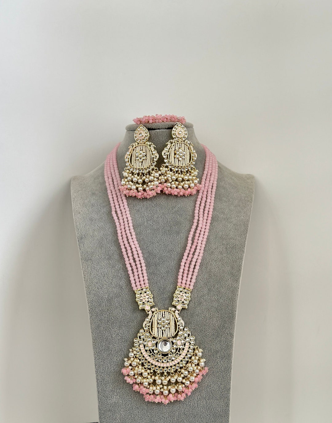 Kundan Long Necklace Set/kundan Rani Haar/kundan Mala Set/multi Strand Necklace/indian Jewelry