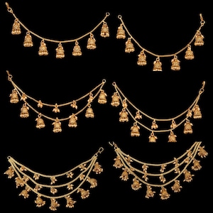 Ear Chain pairs/Sahare/Pearl kaan chain/Earring support chain/Indian Jewelry/Pakistani Jewelry/Bahubali Eaarrings/Kaan sahara