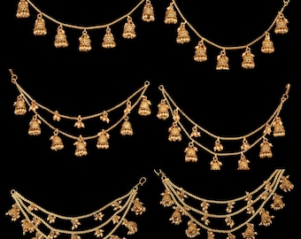 Ear Chain pairs/Sahare/Pearl kaan chain/Earring support chain/Indian Jewelry/Pakistani Jewelry/Bahubali Eaarrings/Kaan sahara