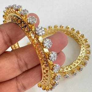 Bridal Dual tone Cz diamond bangles 2pcs/CZ Bangles/Bracelet/Indian Party Bangles/CZ stone bangle/Indian wedding/bridal jewelry
