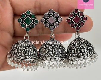 German Silver Earrings/Oxidized Earrings/Antique Silver/Silver Look Alike/Lightweight/Tribal/Afghani/Indian Jewelry/Boho Jewelry/Pakistani