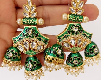 Restocked Bollywood Meenakari Kundan multi Jhumki earrings/Jhumka Earrings/kundan Earring/Indian Jewelry/Pakistani Jewelry/Meenakari Earring