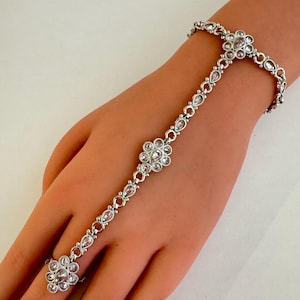 Silver Polki Kundan Single Hath Paan/Bracelet/Haath phool/Hathh Panja/finger Hand bracelet/Bridal/hand harness/Indian Hand Jewelry/Indian