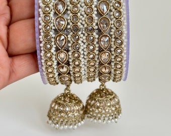 Silver sale kundan bangles