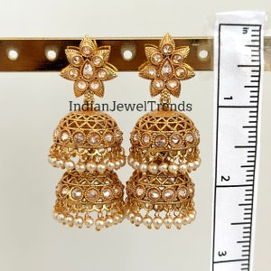 Oxidised Silver Polki & Pink Stone Jhumka Earrings LP- 48Hr Delivery main image 0