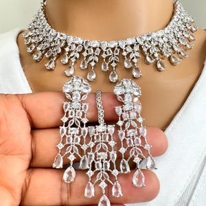 Emerald Cz Diamond Necklace/american Diamond/cz Stones