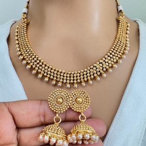 Antique Gold Necklace/South Indian Jewelry/Temple Jewelry/Guttapusalu Necklace/Wedding necklace/Bridal necklace/Indian necklace