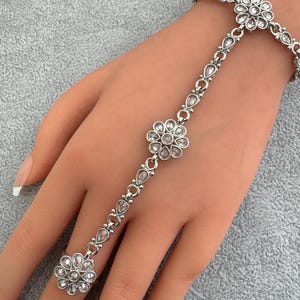 Silver Polki Kundan Single Hath Paan/Bracelet/Haath phool/Hathh Panja/finger Hand bracelet/Bridal/hand harness/Indian Hand Jewelry/Indian