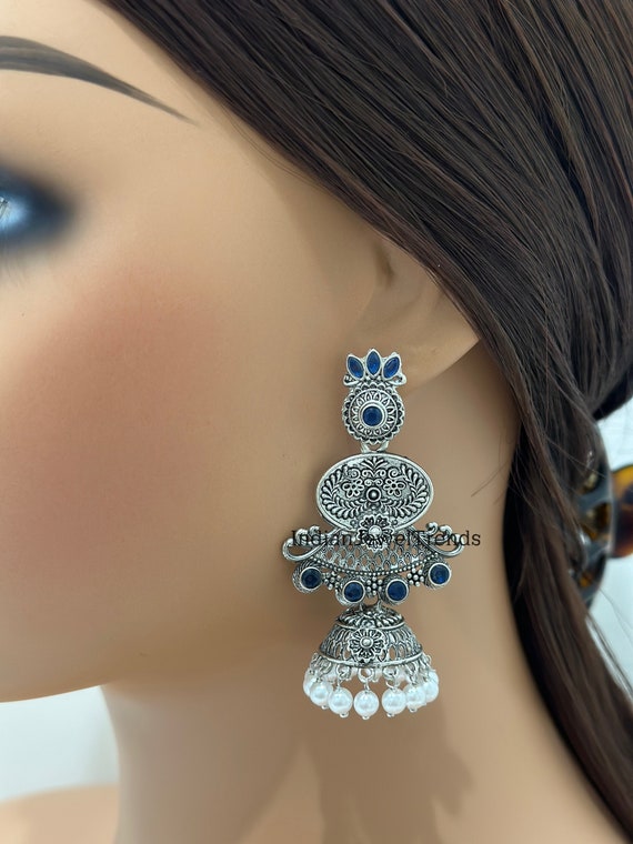 German silver earrings price clearance