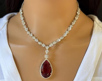 Sara Ali Khan inspirierte CZ Diamant Halskette/CZ Steine Halskette Set/Elegant/Einzigartiger Schmuck/Indisch/Pakistani/Bollywood/Indische Hochzeit/Braut