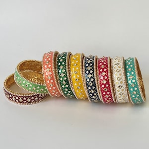Meena Kundan gold plated traditional bangles 2PCs/Meena Bangles/Bracelet/ Party Wear Bangles/Kundan bangles/Indian wedding/bridal jewelry