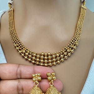Antique Gold Necklace, South Indian Jewelry, Temple Jewelry, Delicate Necklace, Wedding necklace, Bridal necklace, Indian Gold Necklace