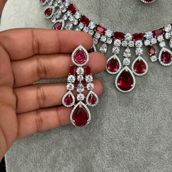 Cz diamond necklace set best sale