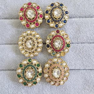 Kundan Dull Gold Polki Ring/Adjustable Ring/Indian Ring/ Pakistani Jewelry/ Indian Jewelry/Bollywood Jewelry/Indian Wedding jewelry