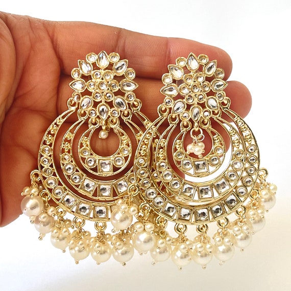 ME1051M - Multicolor Gold Plated Jadau Kundan Earrings – Mortantra