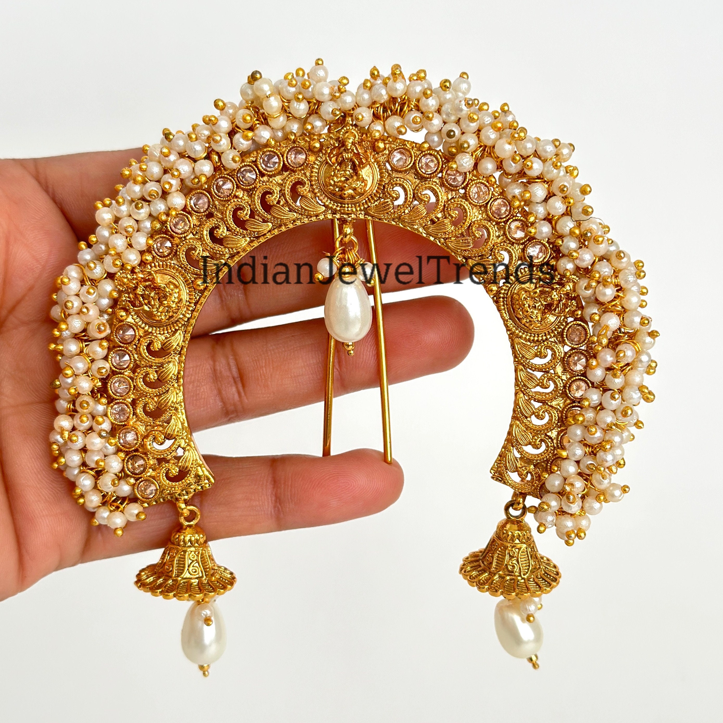 Gold Bridal Antique Classic Hair Brooch With Gold Plating