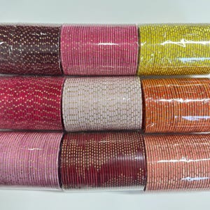 Bollywood Style Indian Fancy Thin Metal Bangles/Colorful gold dust/Glitter/Bridal/Wedding/Pakistani/Festive/Return Gift/36 PCs/ 3 Dozen set