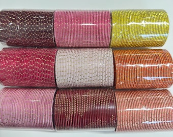 Bracelets joncs fins fantaisie indiens en métal de style Bollywood/poussière d&#39;or colorée/Paillettes/Mariage/Mariage/Pakistanais/Festif/Cadeau de retour/36 pièces/ensemble de 3 douzaines