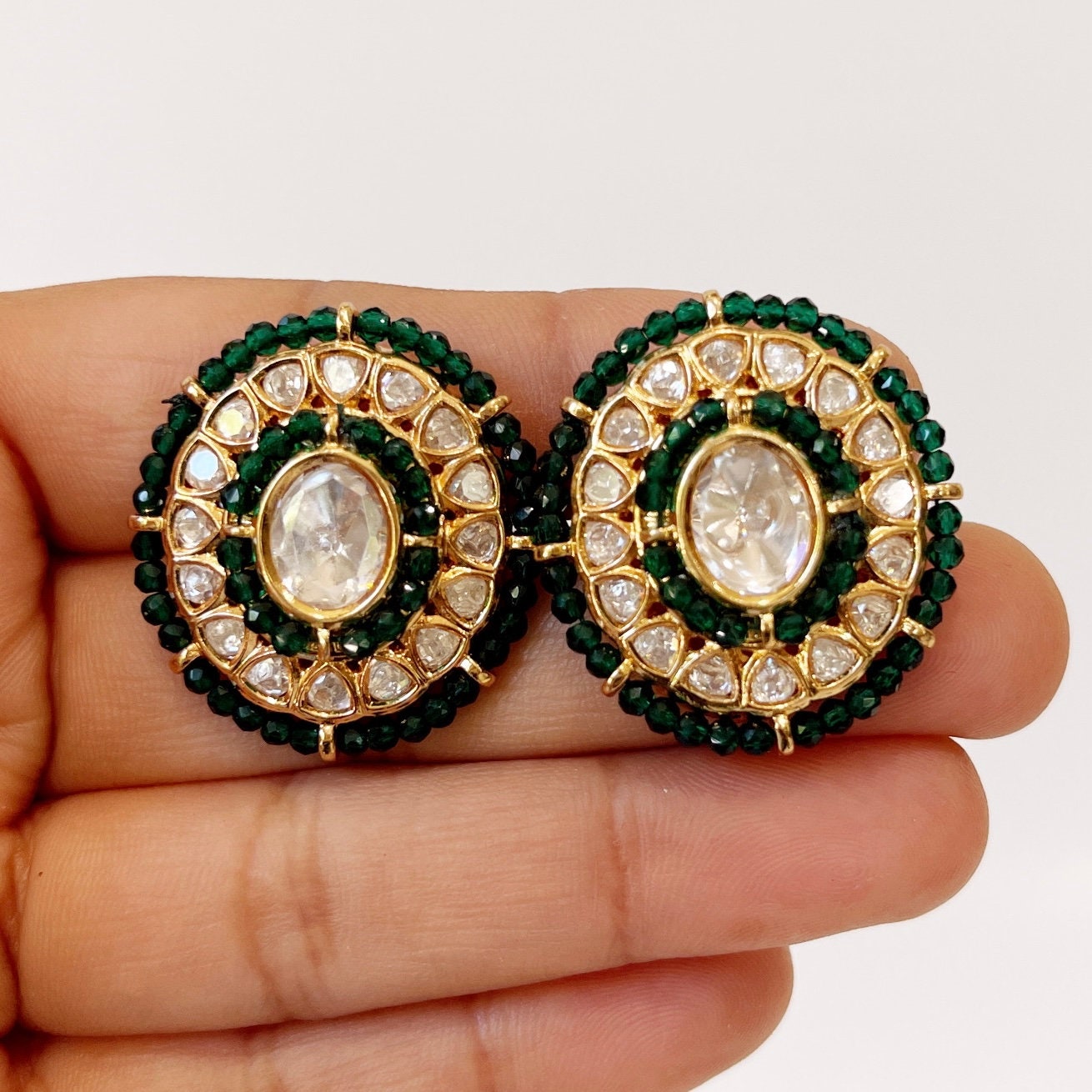 Kundan Earrings | Jhumkas | Afghan Earrings | Bengal Looms