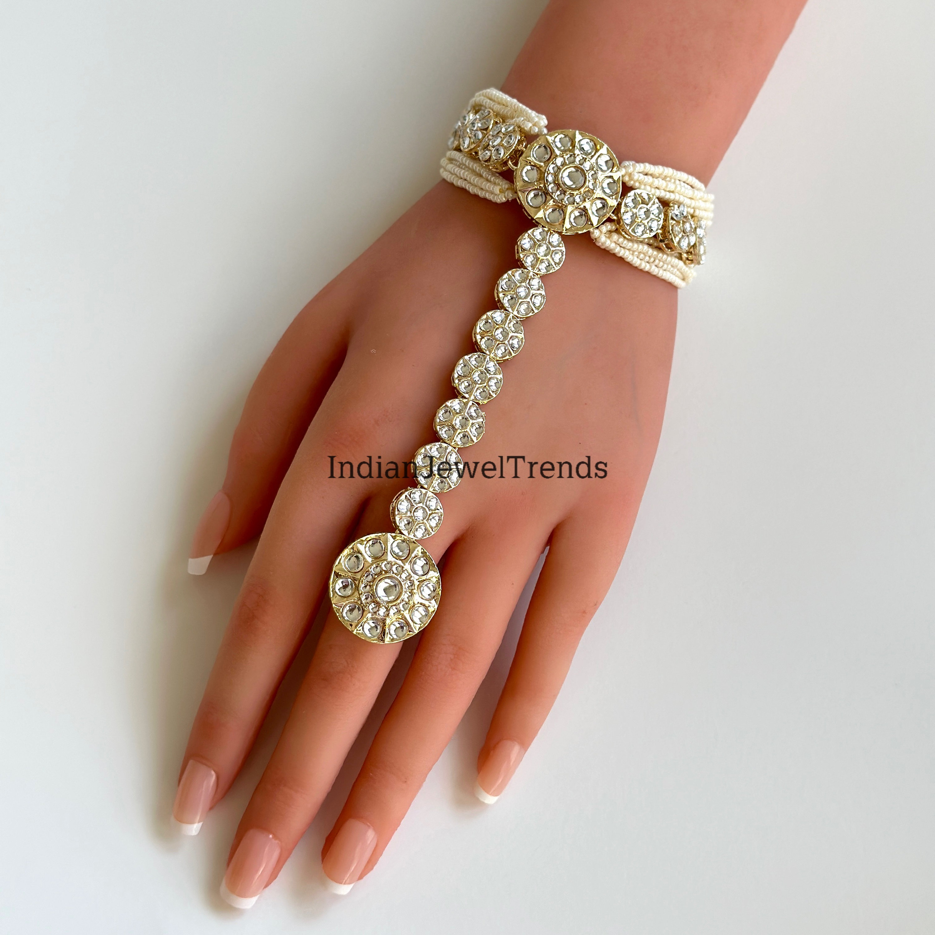 Indian Finger ring hand chain bracelet gold pakistani bengali diamante uk  gift | eBay