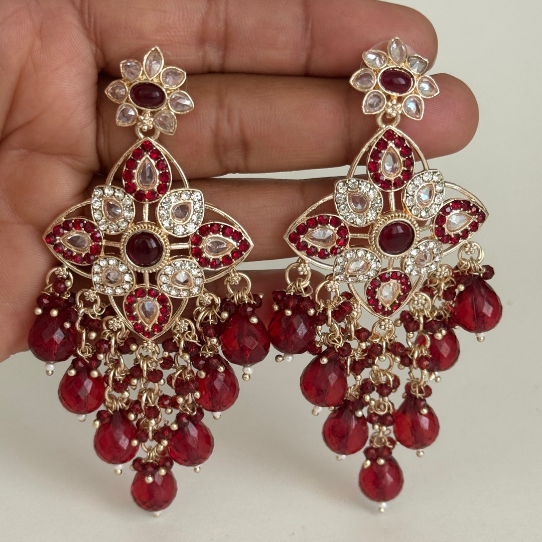 AI168 - kundan Stone Chandbali Earring main image 1