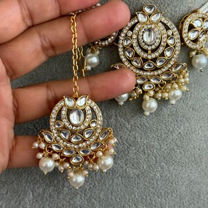 White Pearl Kundan Necklace Set/Kundan Choker/ Bollywood Jewelry/ Indian Pakistani necklace/ punjabi necklace/bridal necklace/indian wedding zdjęcie 8