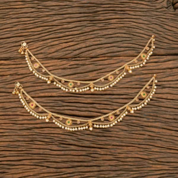 Bridal Gold Plated Anklet Pair/Payal/Moti Payal/Jhanjran/Panjeb/Pajeb/Indian Traditional Anklets/Indian Jewelry/ Pakistani Jewelry
