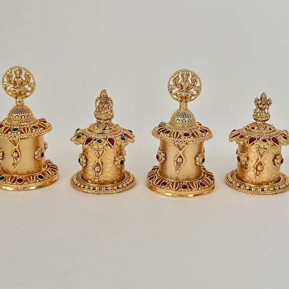 Copper Om Sindoor Dabbi Offering Puja Tins Copper Om Sindoor Dabbi Offering Puja Tins