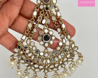 Restocked Mirror Pearl Passa, Jhoomer, Side tikka Indian Punjabi Pakistani wedding jewelry, jewelry, Hair accesories