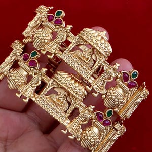 Ruby Green Polki Stone Bangles (Set of 2) - Gold Plated Indian Bridal Jewelry