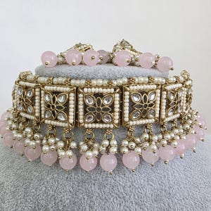 Pink Kundan Necklace Set/ Kundan Choker/ Bollywood Jewelry/ Indian jewelry/ Pakistani necklace/ punjabi necklace/bridal/indian wedding