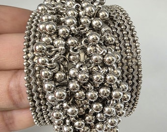 Oxidized Silver Cuff Bracelet(1 Pc)/German Silver/Black Metal/Boho/Tribal/Banjara jewelry/Oxidized long kada/Afgani handcuff