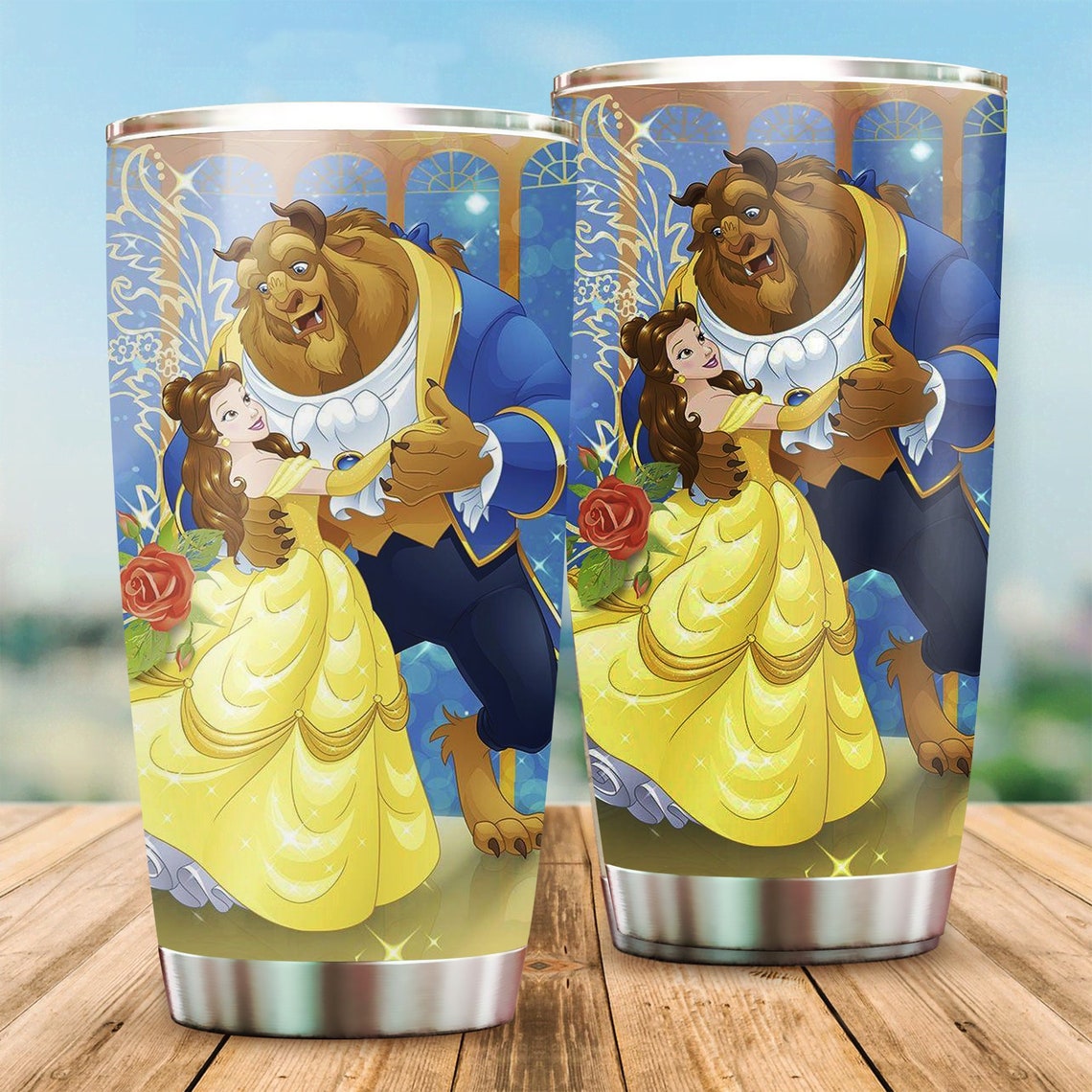 Custom Handmade Tumbler Beauty And The Beast Disney Tumbler Etsy