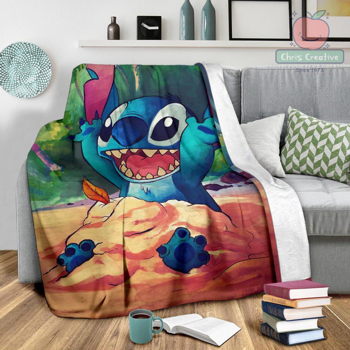 Handmade Cute Stitch Fleece Blanket Disney Characters Cartoon Etsy