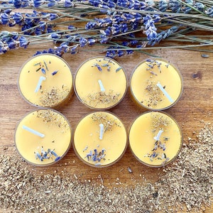 Lavender & Elderflowers Hand Poured, Natural Beeswax Tealight Candles, Pure Beeswax, Gift Set, Personalised Gift