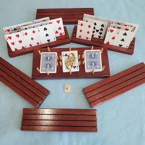 Handmade Exotic Wood (Bloodwood) Hand and Foot Playing Card Tray/Holder/Caddy with Playing Card Holders