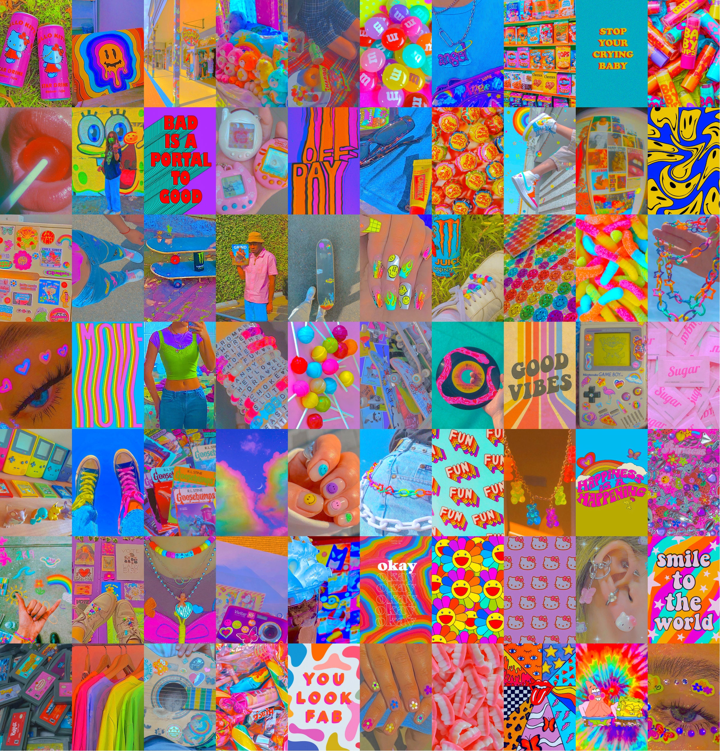 Indie wall collage kit Kidcore aesthetic collage 70 pcs Etsy