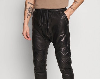 leather joggers mens