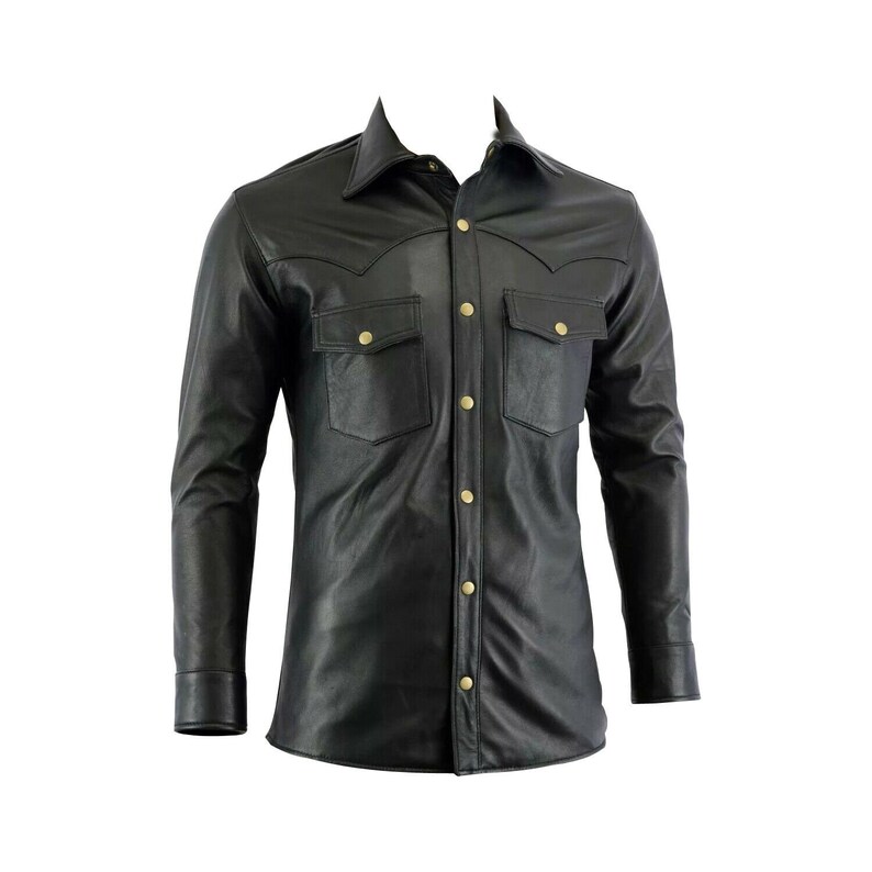 Men/'s Leather Boys Police Military Style Uniform Shirt Casual Shirt Leather Shirt Luxury Made Shirt Party Wear Shirt Leather Shirt