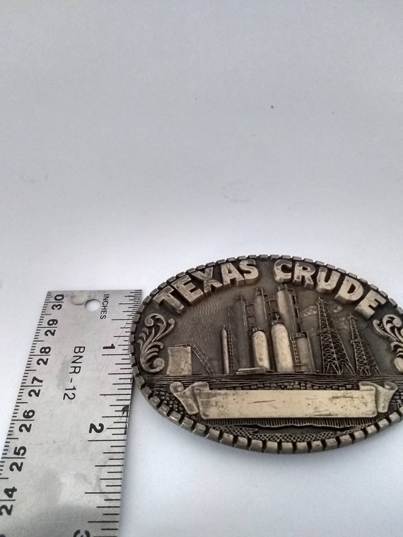 Vintage Texas Crude Metal Belt Buckle - image 4