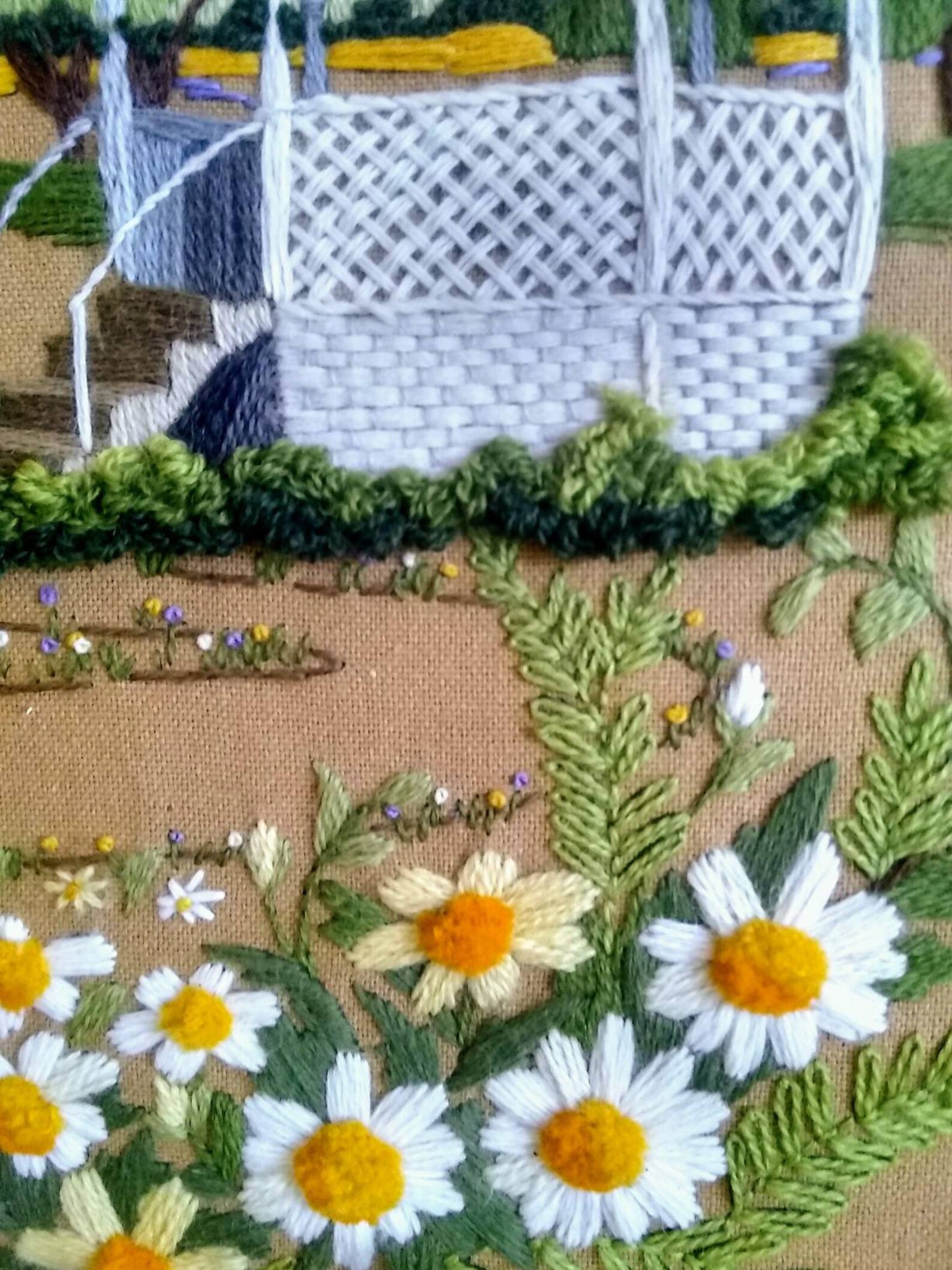 Kit Broderie Crewel Sunset Designs 1979 - Cascade Et Bouleaux - Vintage Rare #838