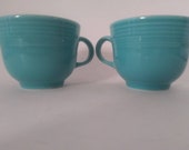 Two Fiesta Turquoise Mugs Cups Fiestaware