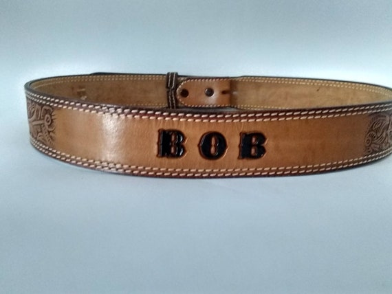 Vintage Tooled Leather Belt Aimco Cowboy Western … - image 6