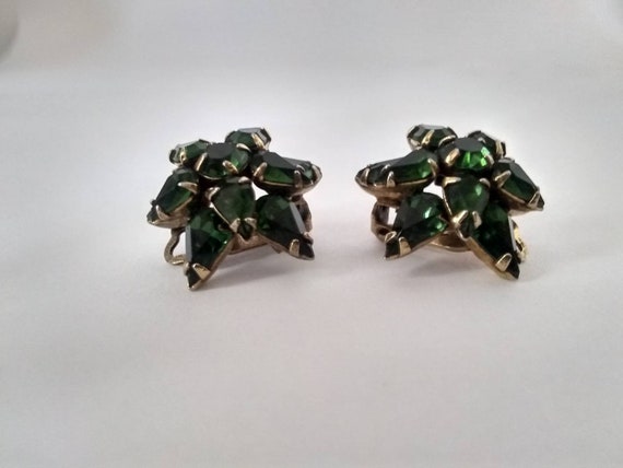 Vintage Adele Simpson Green  Clip on Earrings Rare - image 7